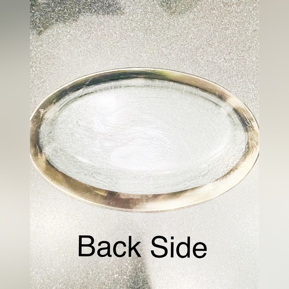 Annie Glass Platinum Oval Tray 8.5” x 13.5” Preowned, Collectible Glass Decor - Picture 2 of 5